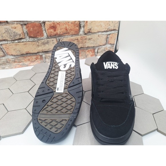 Vans Hylane Men Sz 8 Triple Black Skate Blackout Cat Sneakers Fat Tongue Chunky - Picture 4 of 8